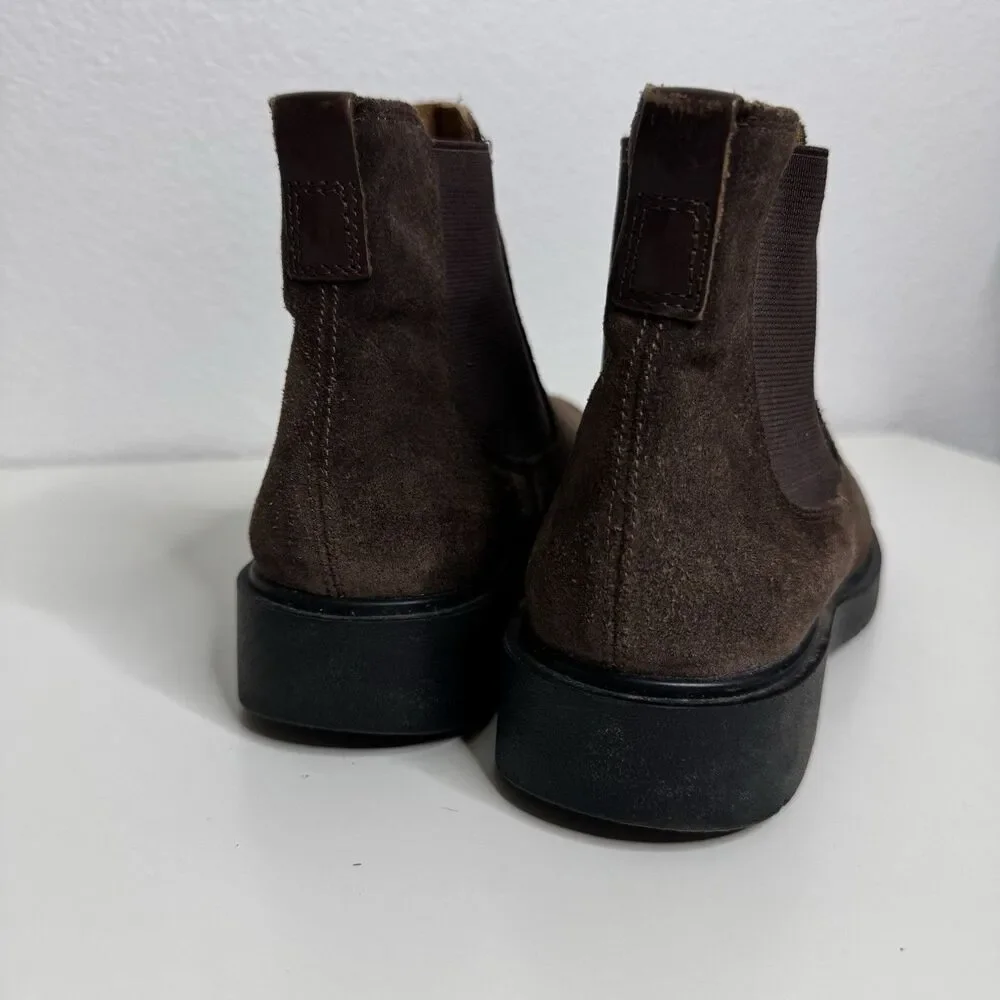 Geox D Spherica Leather Chelsea Ankle Boots EU 37 US 7 EC1 Coffee Brown Suede